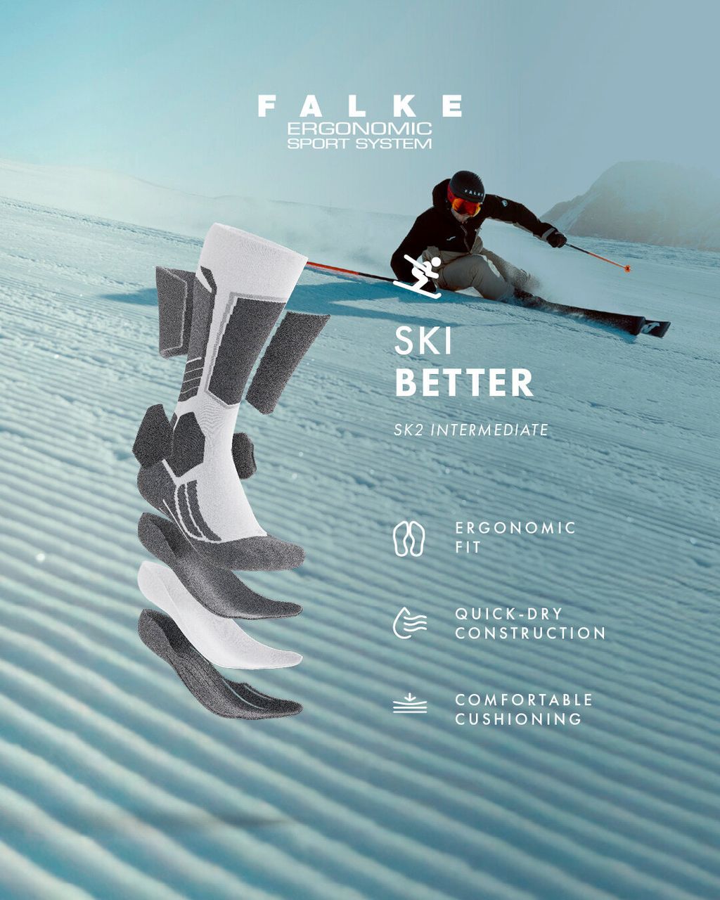 SK2 Intermediate Men Skiing Knee High Socks